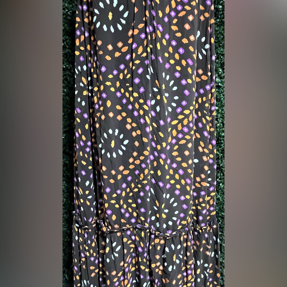 Anthropologie Sleeveless Chiffon Printed Midi Dress with Multicolor Dot Motif - Picture 6 of 15